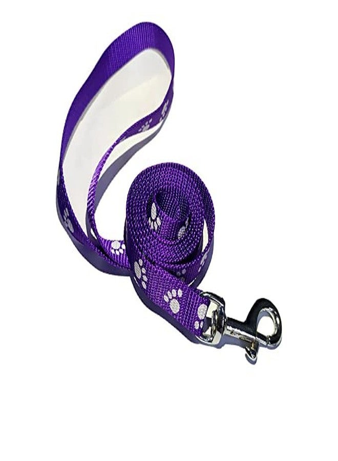 Pups&Pets 15MM Adjustable Nylon Paw Print Design Cute Collar and Leash Set with Bell for Dogs & Cat - (Purple) - Image 3